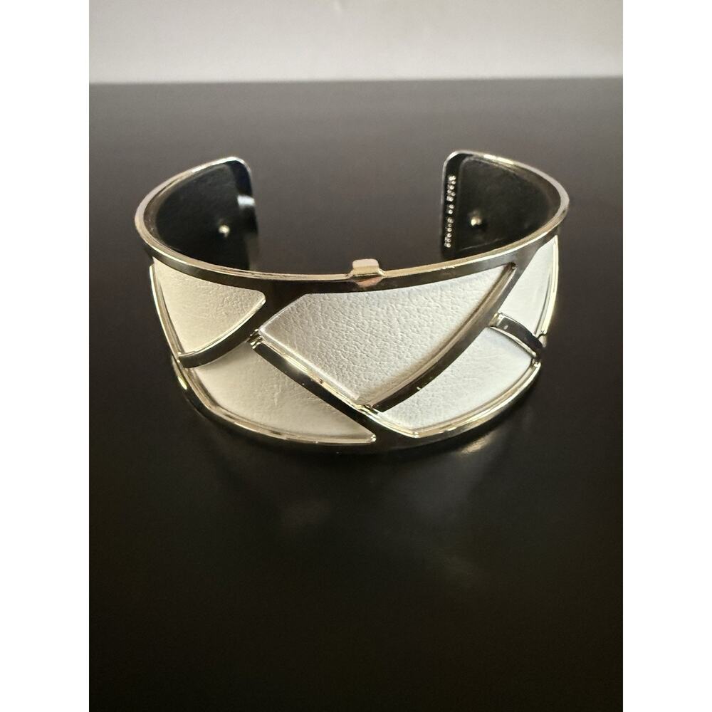 Les Georgette Silver and White Cuff Bracelet Made In France